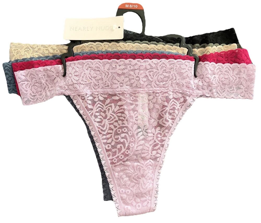 Lace Thong Underwear 6 Pack Multicolor Floral Breathable Size M 8/10 Retail $60